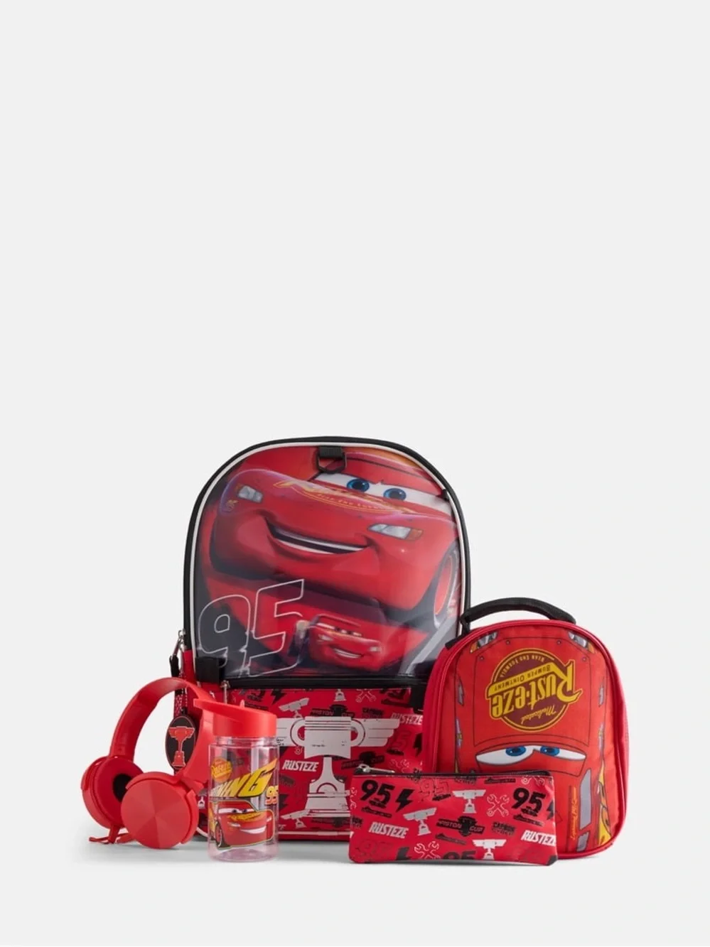 Cars Lightning McQueen Kids Backpack and Accessory Set - Red W6